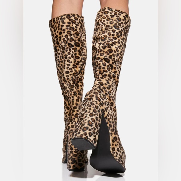 BN Dolls Kill Shellys Kia Leopard Platform Knee Boots 5 / 38 - Picture 3 of 4